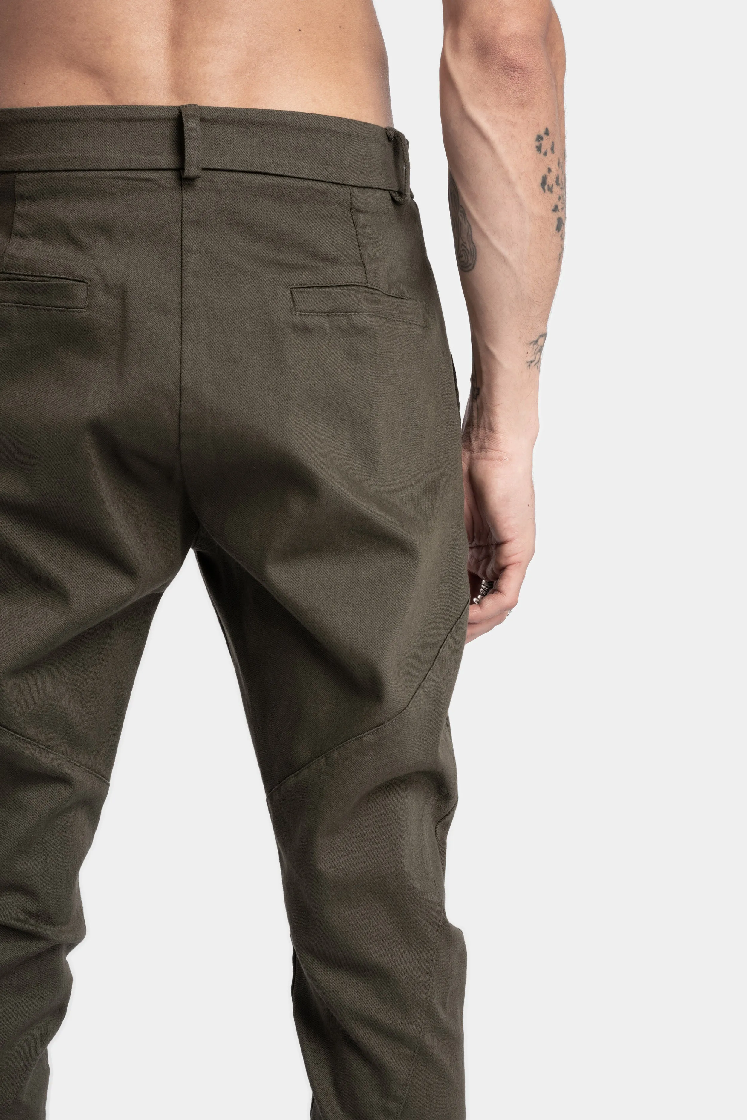 Cotton twill skinny trousers, Military Green