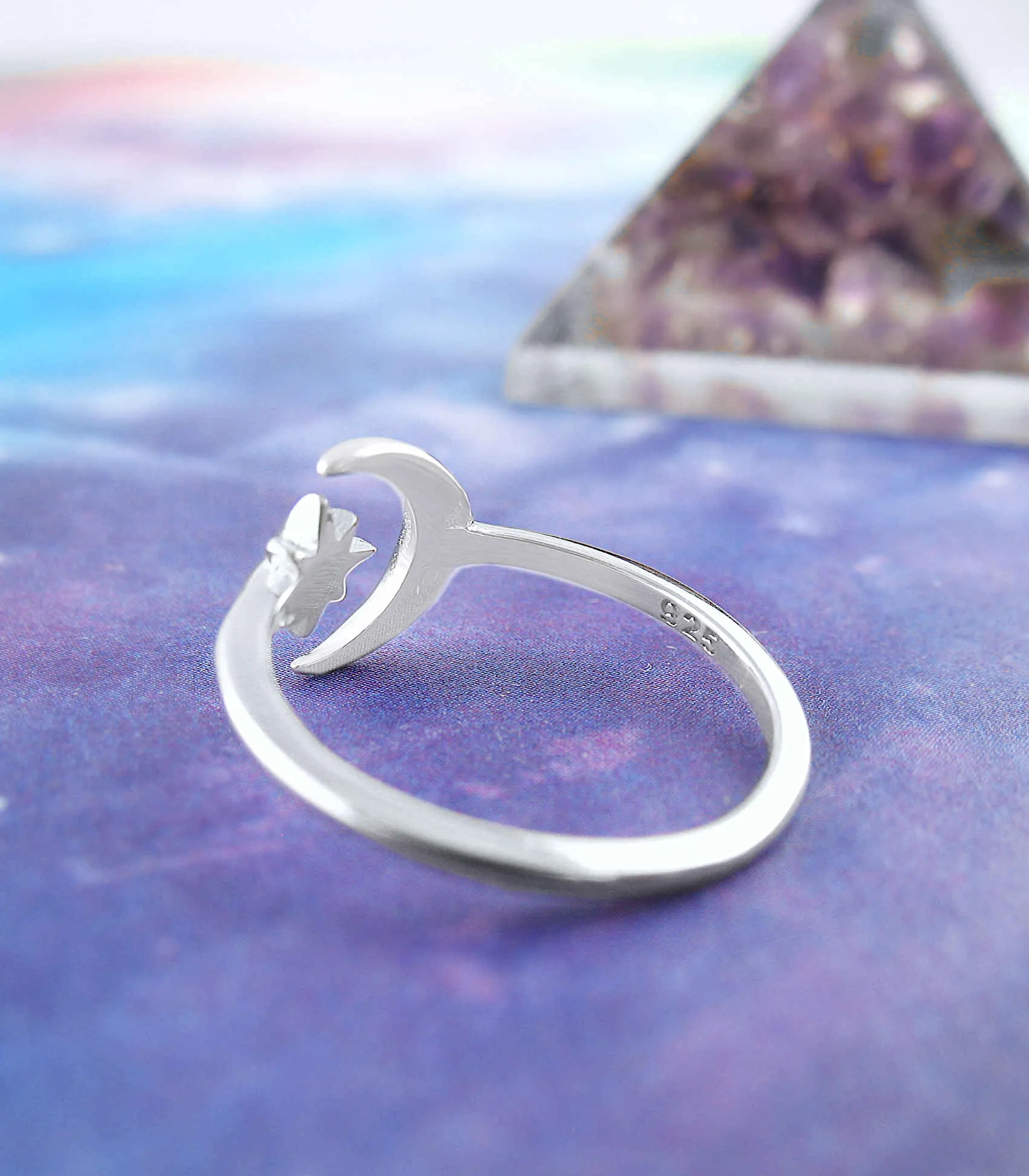 Crescent Moon and Star Toe, Midi, or Knuckle Ring, Adjustable