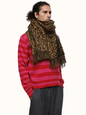 Cristobal Leopard Blanket Scarf in Brushed Recycled Cashmere & Mohair