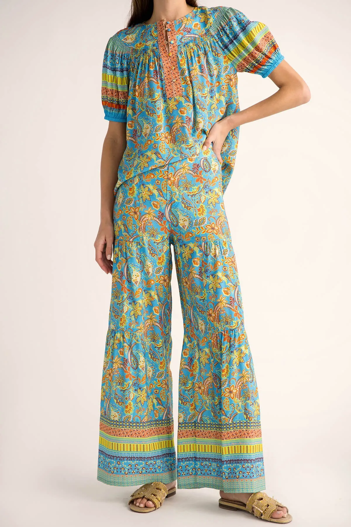 Current Air Paisley Border Printed Wideleg Pants