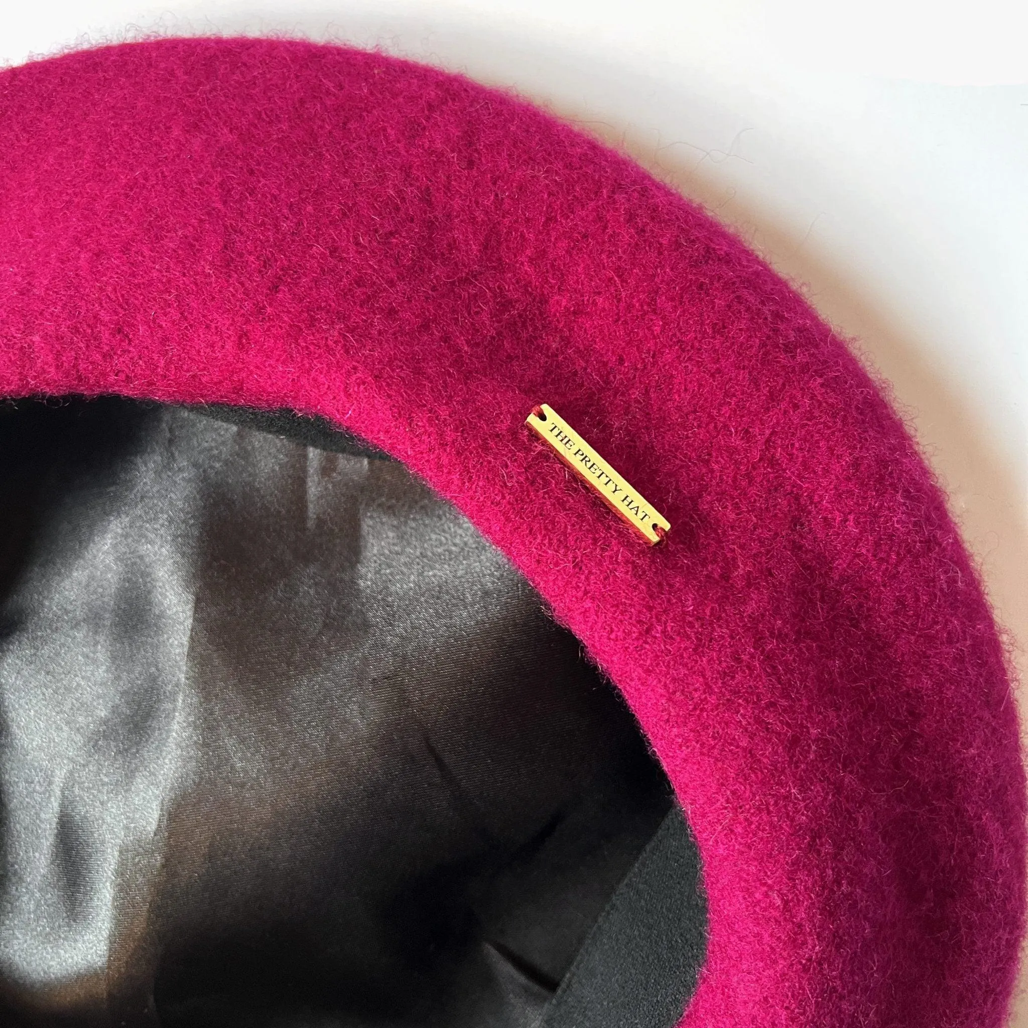 Danielle Satin Lined Beret - Fuschia