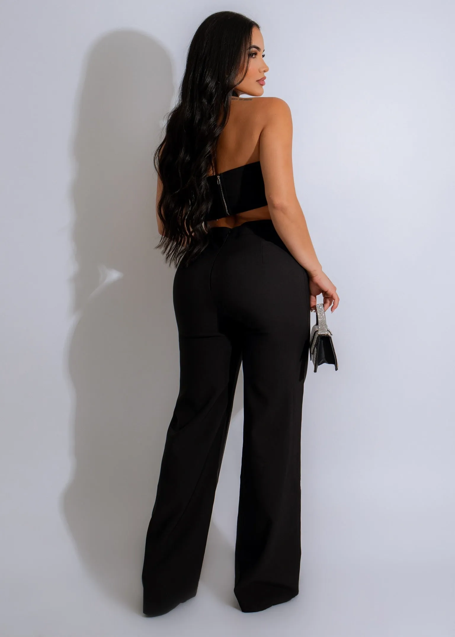 Divine Rose Diamond  Pant Set Black