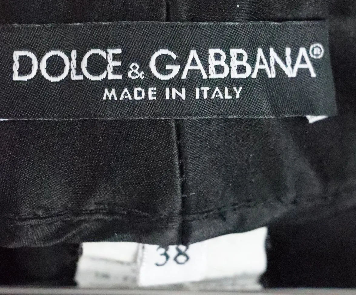 Dolce & Gabbana Black Wool Pants w/ Satin Trim sz 4