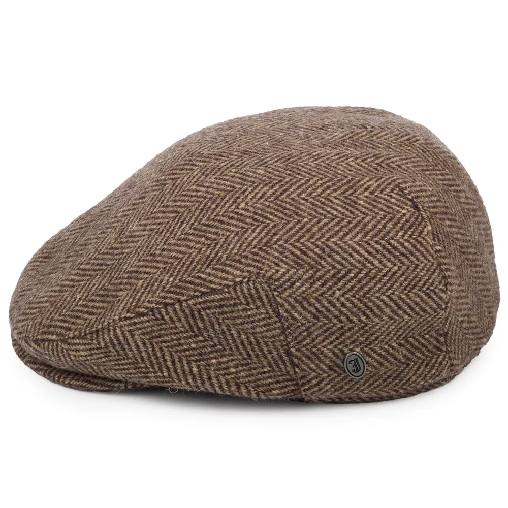 Donegal Tweed Herringbone Ballyboe Flat Cap - Burgundy-Camel