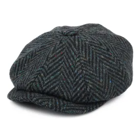 Donegal Tweed Herringbone Glendowan Newsboy Cap - Blue-Mix