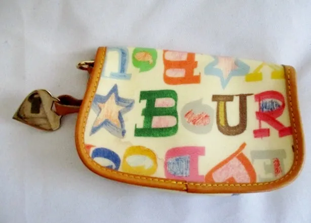 DOONEY & BOURKE Coated Cotton HEART STAR Purse Wallet Pouch Case