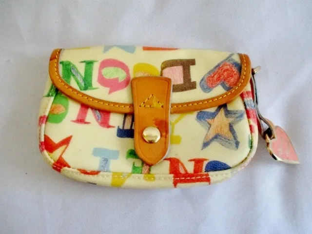 DOONEY & BOURKE Coated Cotton HEART STAR Purse Wallet Pouch Case