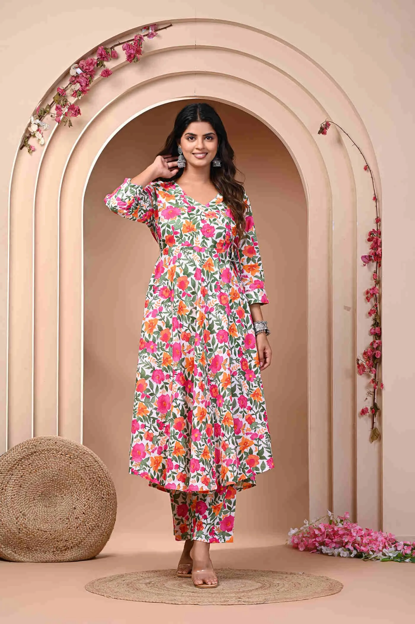 Elegance Floral Print Kurta Pant Set