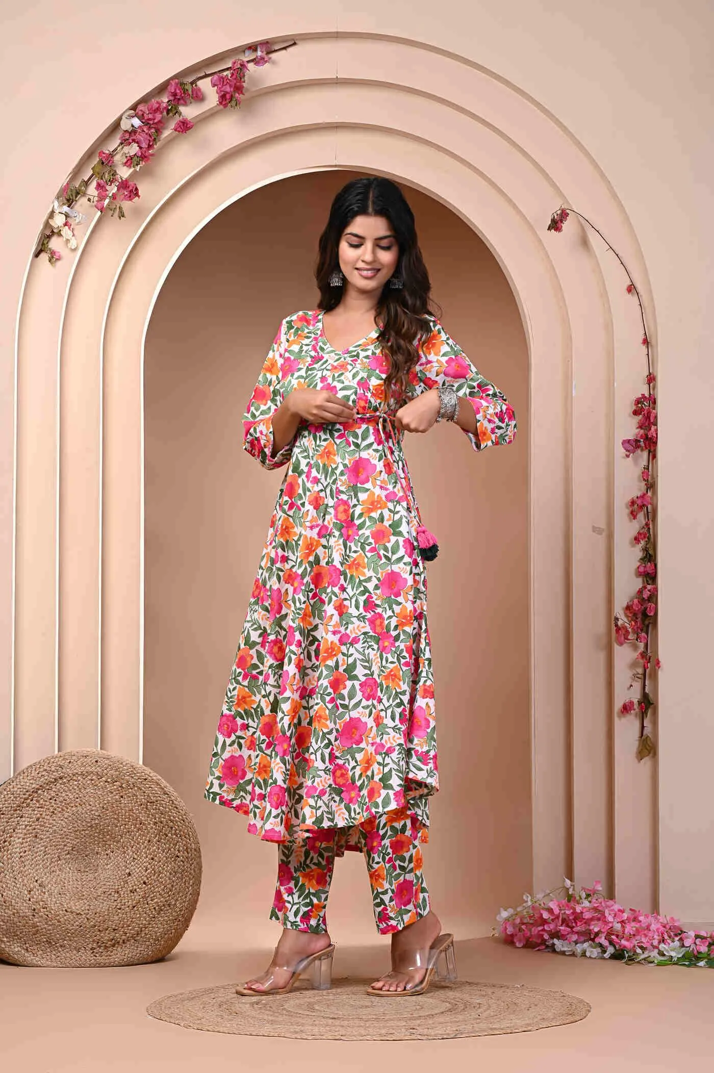 Elegance Floral Print Kurta Pant Set