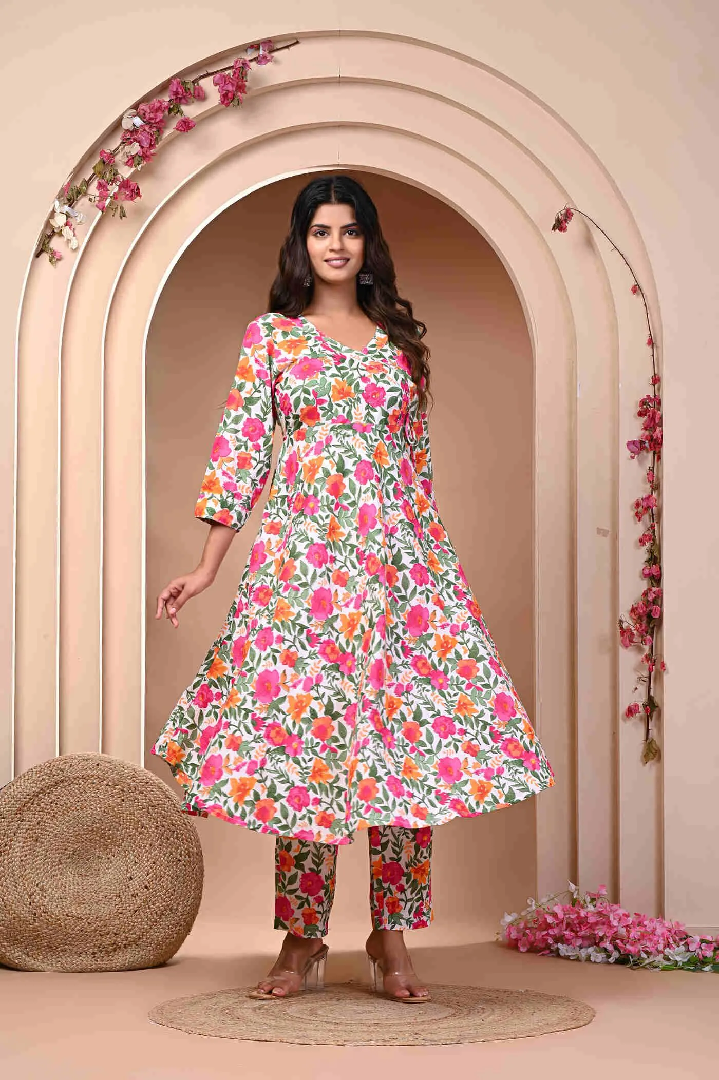 Elegance Floral Print Kurta Pant Set