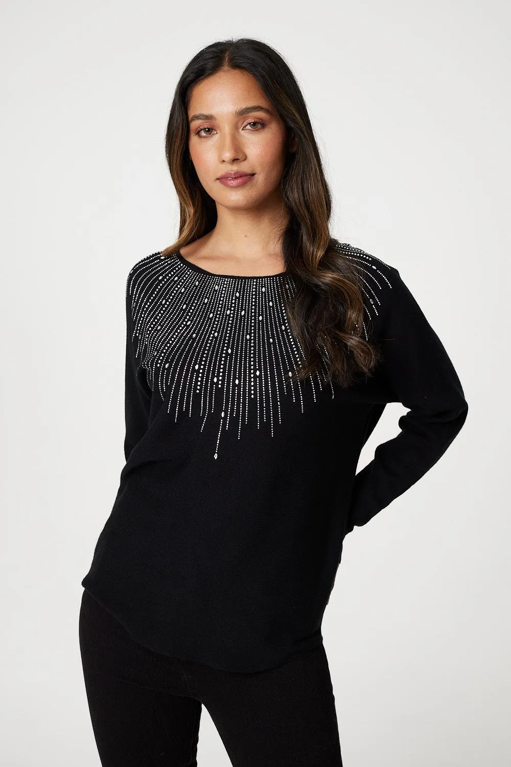 Embellished Front Knit Jumper