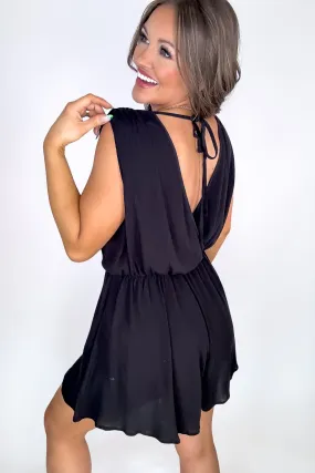 Finding My Place Black Surplice Romper