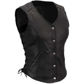 First Mfg Womens Honey B Side Lace Classic Leather Motorcycle Vest