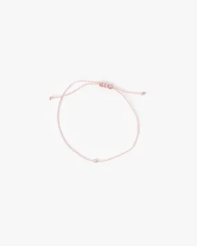 Flirty Cord Bracelet with White Diamond in Baby Pink