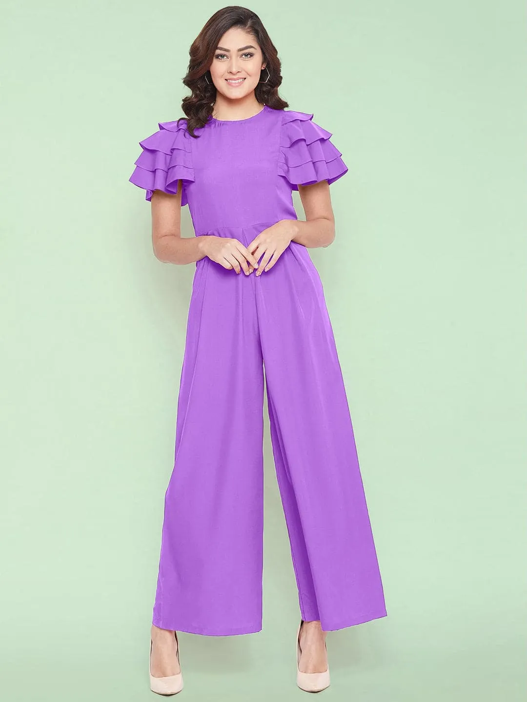 Full Length Ruffled Sleeve Jumpsuit