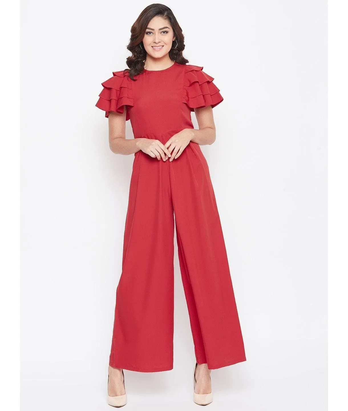 Full Length Ruffled Sleeve Jumpsuit