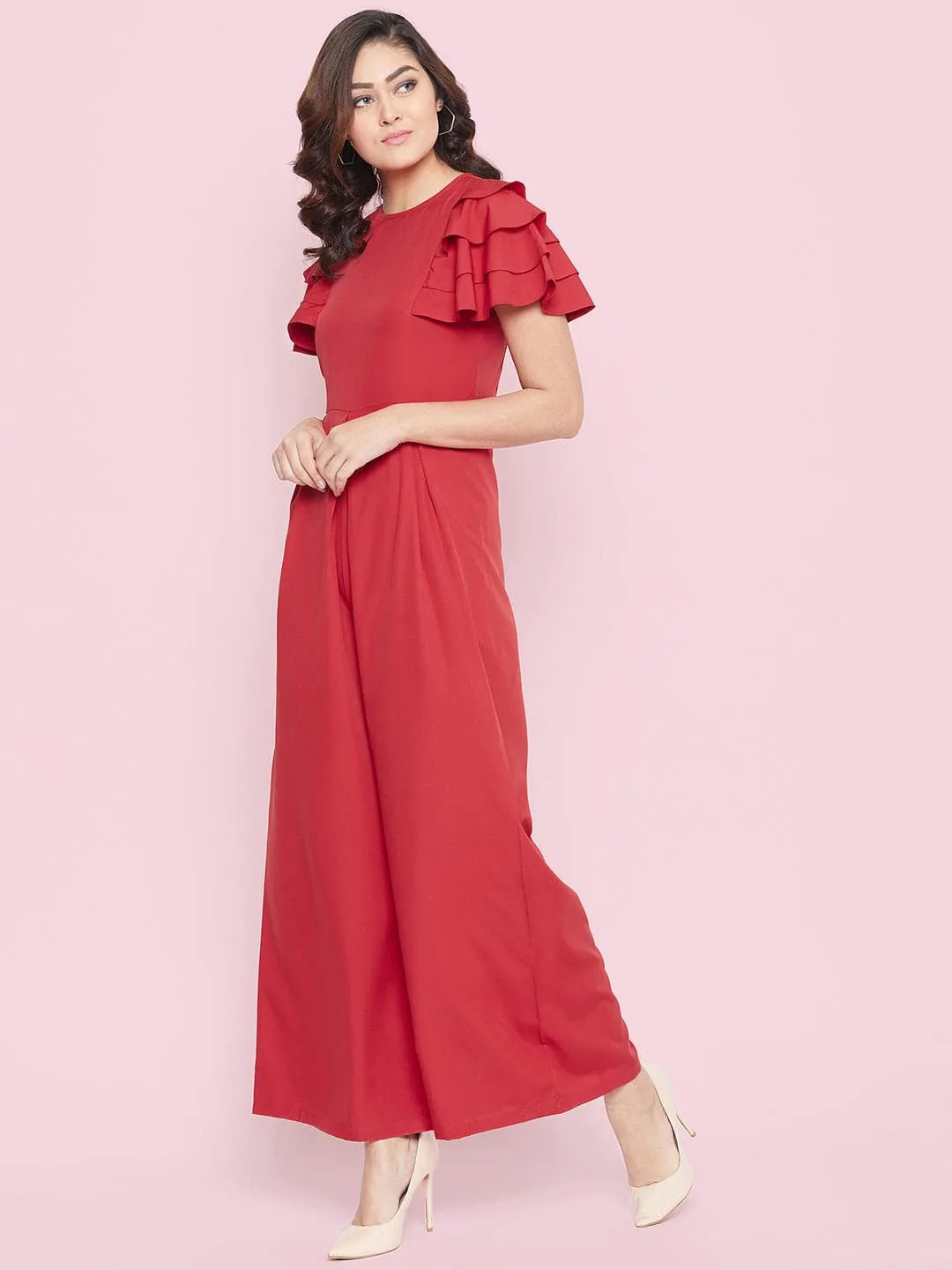 Full Length Ruffled Sleeve Jumpsuit