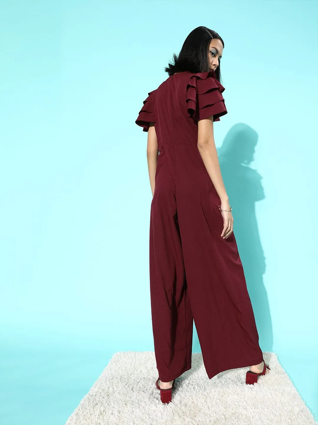 Full Length Ruffled Sleeve Jumpsuit