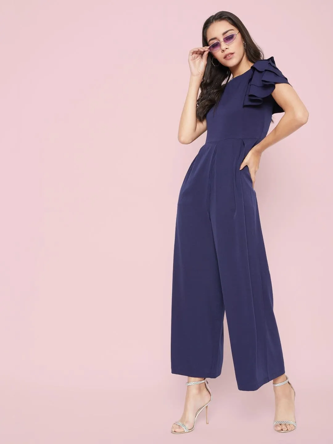 Full Length Ruffled Sleeve Jumpsuit