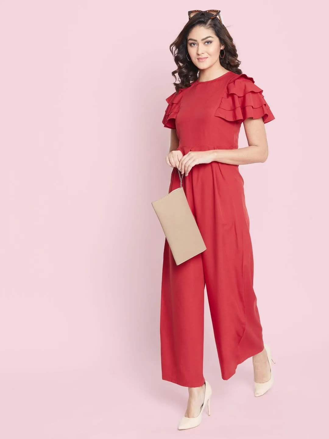 Full Length Ruffled Sleeve Jumpsuit