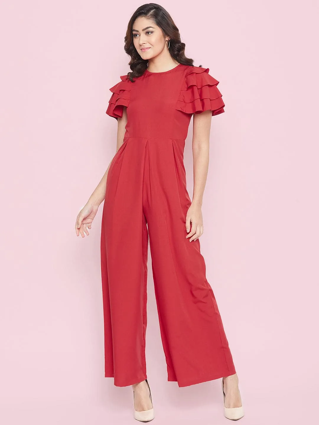 Full Length Ruffled Sleeve Jumpsuit