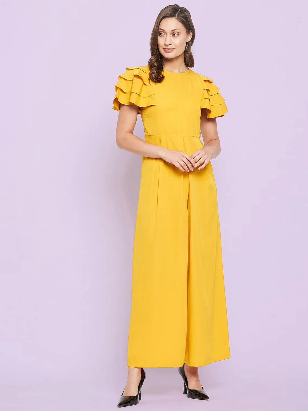 Full Length Ruffled Sleeve Jumpsuit