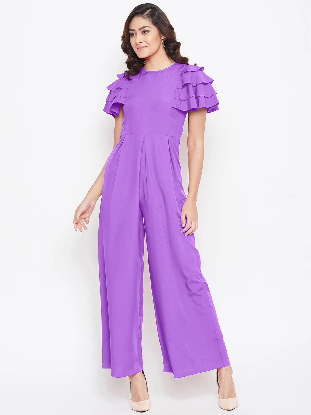 Full Length Ruffled Sleeve Jumpsuit