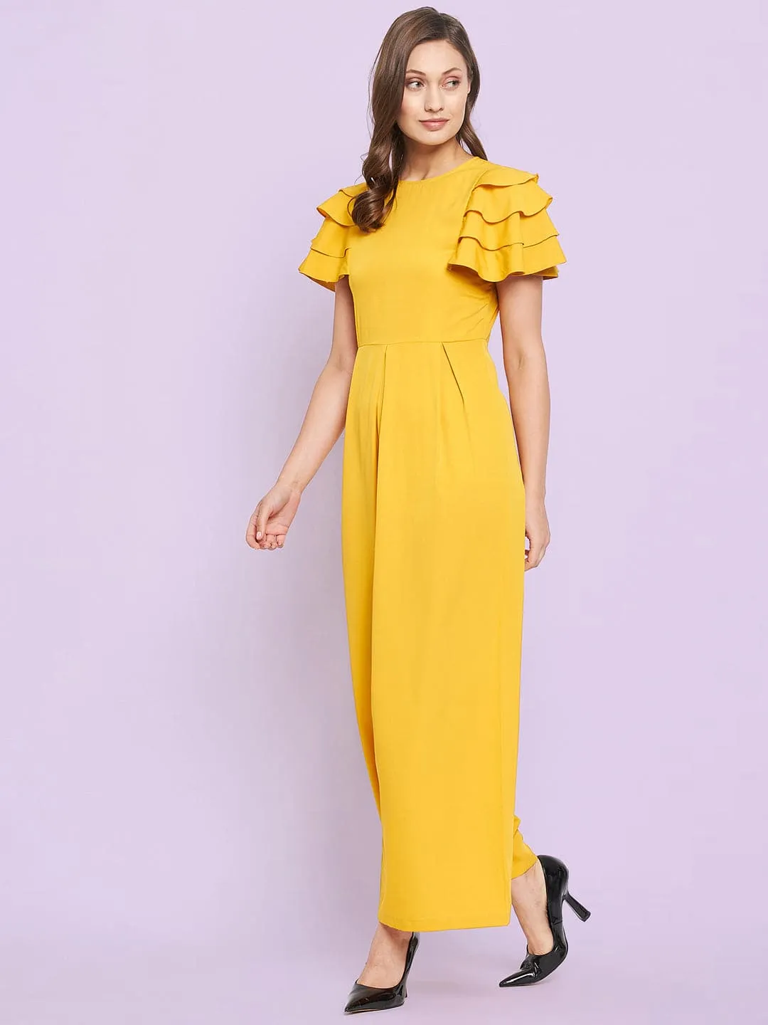 Full Length Ruffled Sleeve Jumpsuit