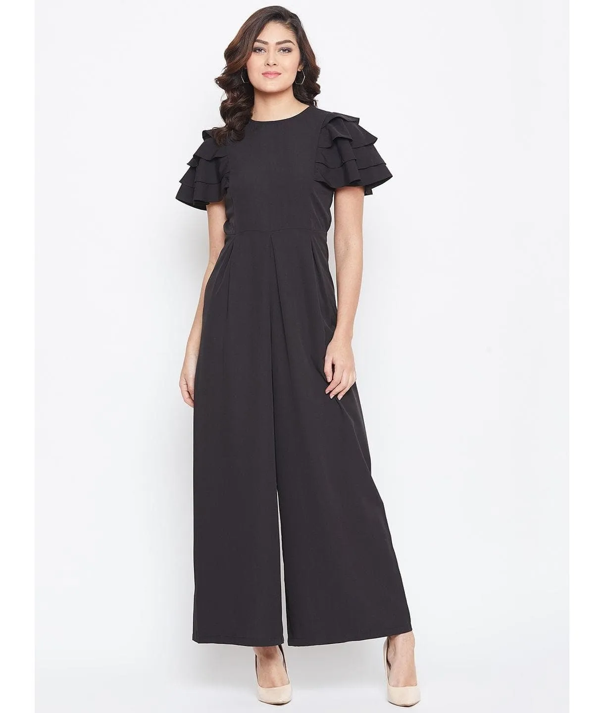 Full Length Ruffled Sleeve Jumpsuit