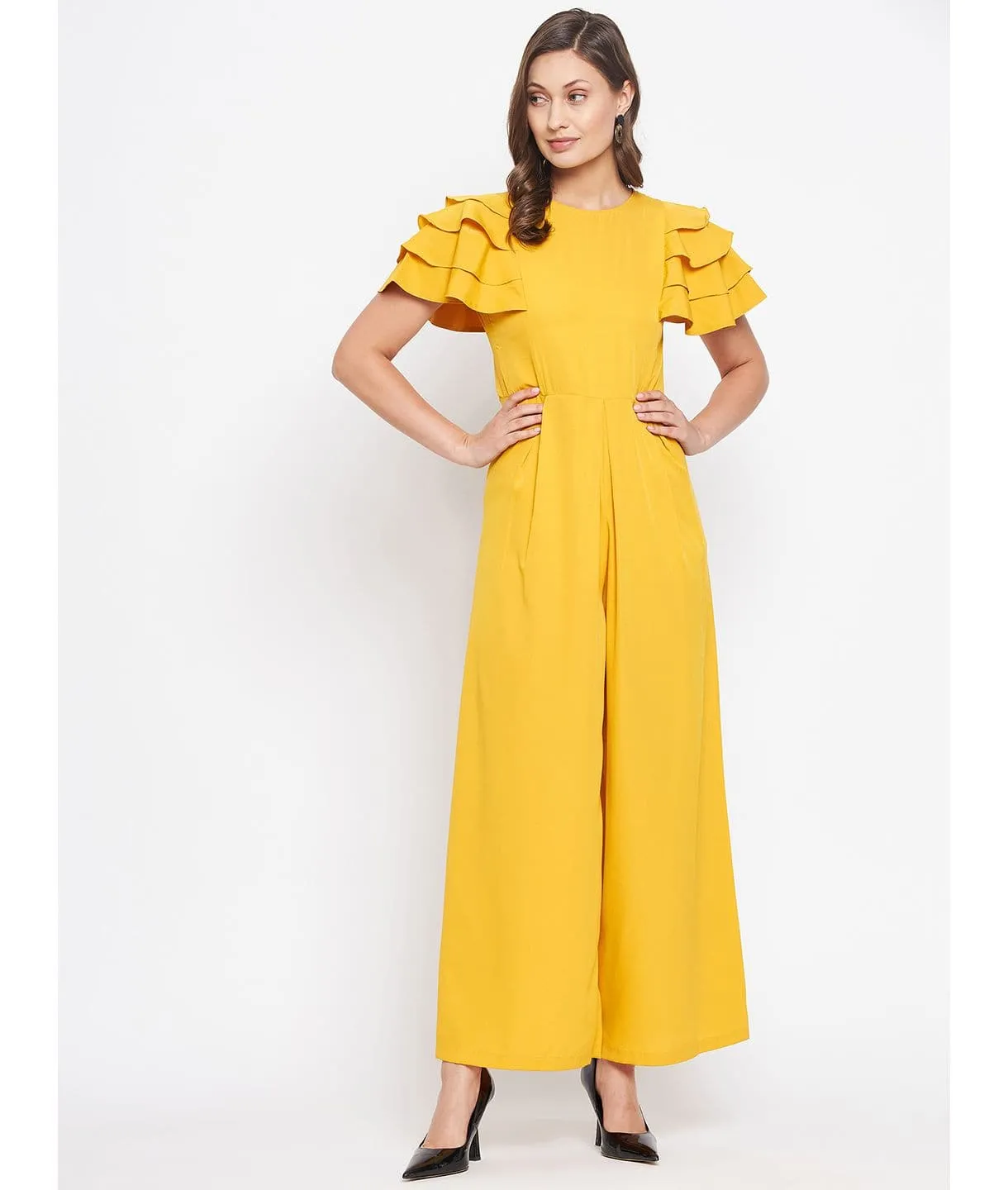 Full Length Ruffled Sleeve Jumpsuit