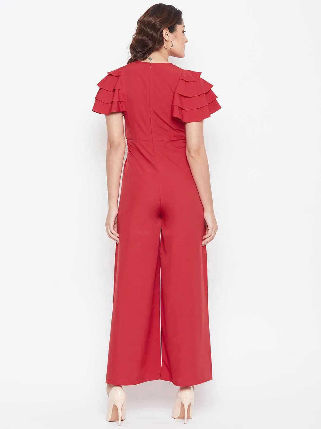 Full Length Ruffled Sleeve Jumpsuit