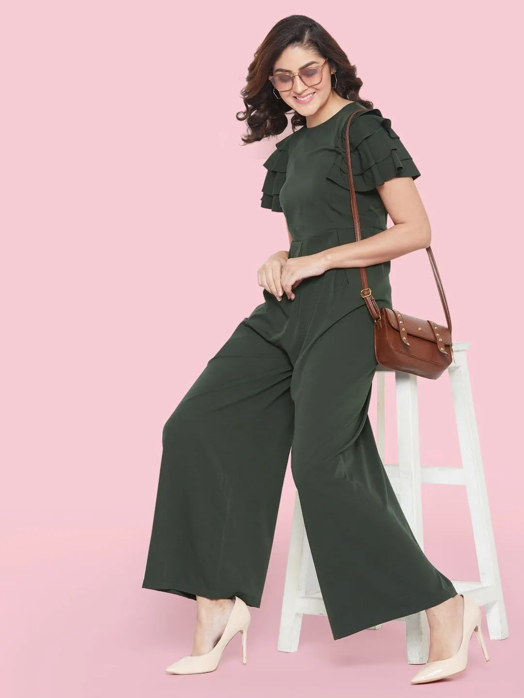 Full Length Ruffled Sleeve Jumpsuit