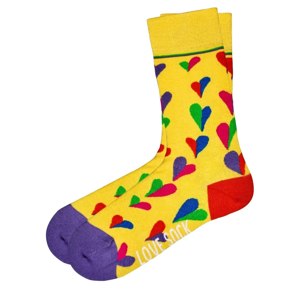 Funky Hearts Colorful fun patterned organic novelty crew socks