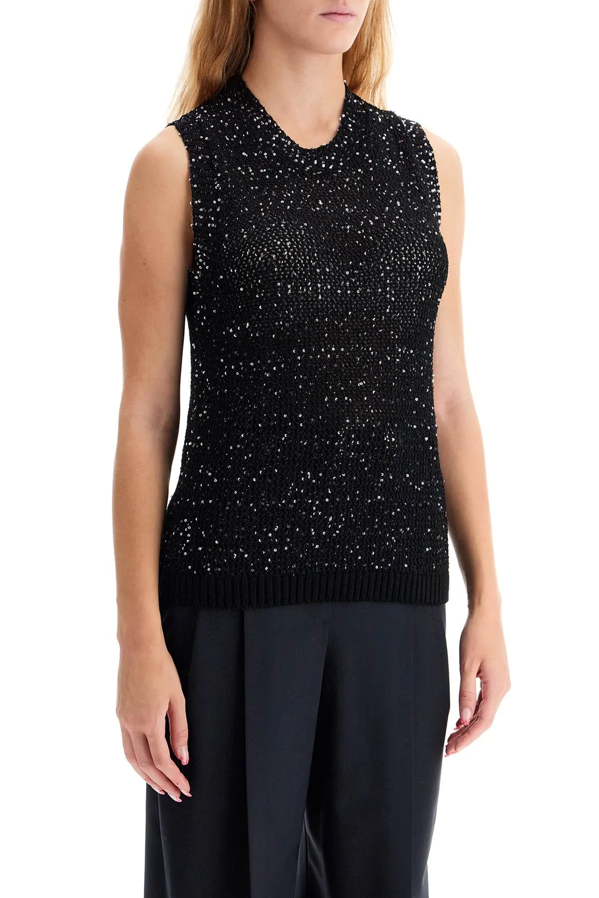 GOLDEN GOOSE knitted vest with sequins embell