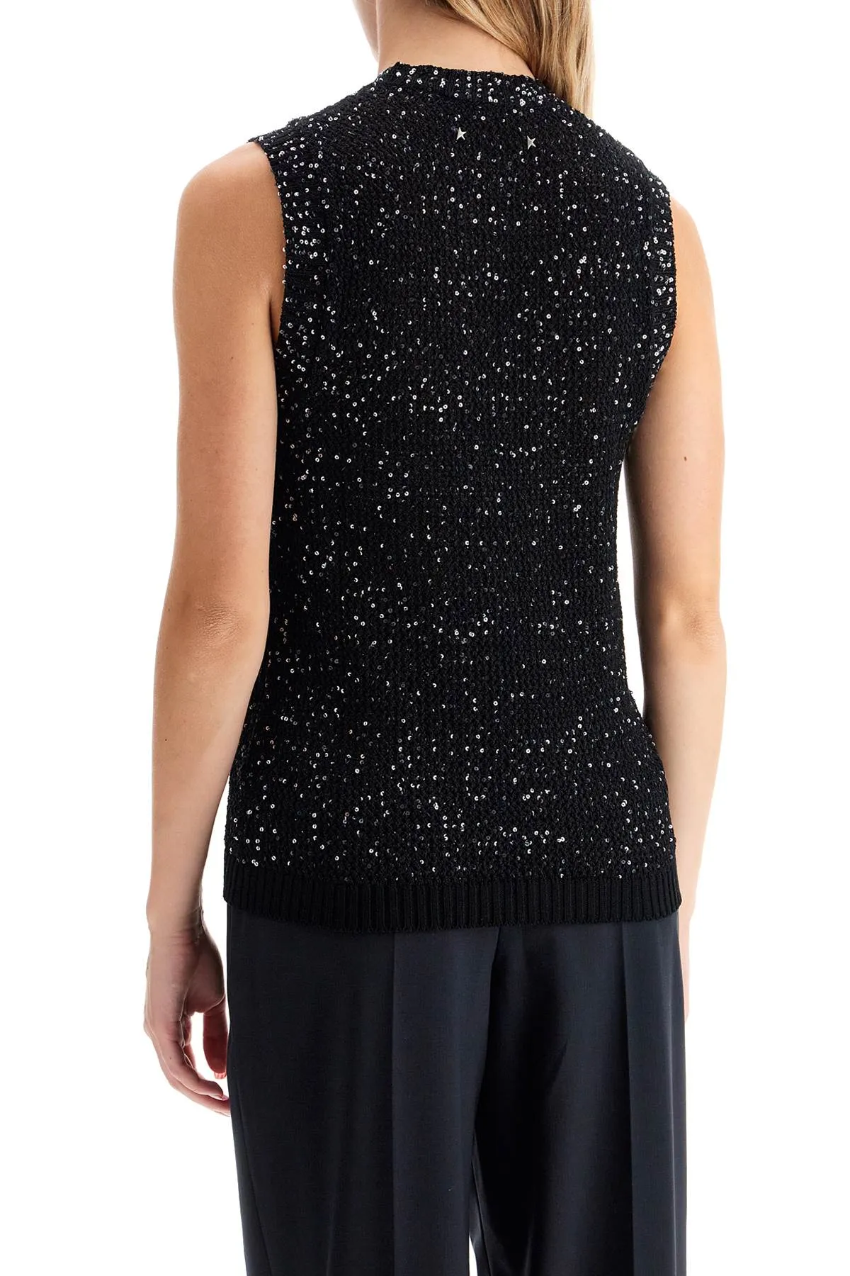 GOLDEN GOOSE knitted vest with sequins embell