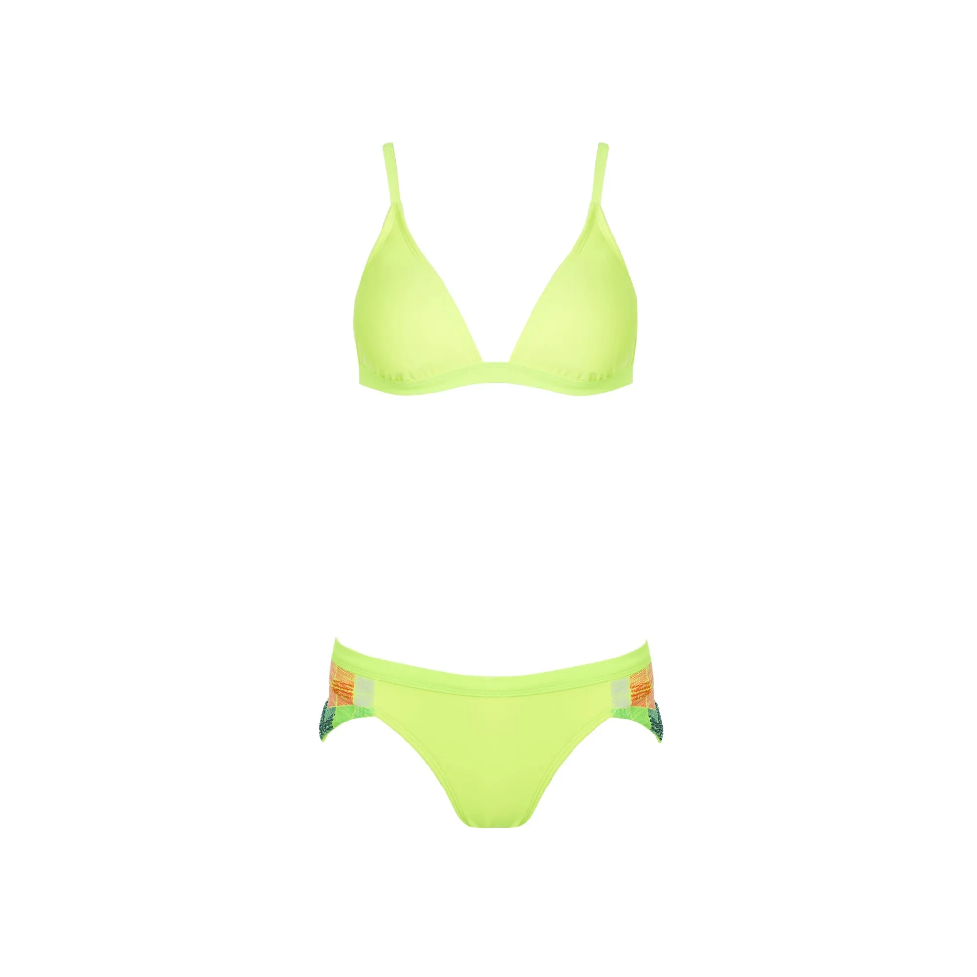 Gourami White Label Tribal Embroidery Bikini - Neon Yellow