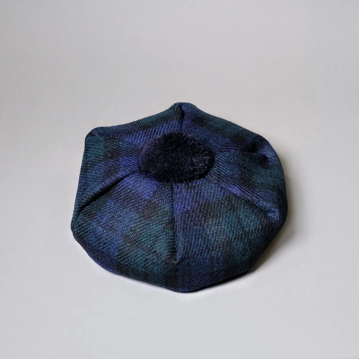 Handmade Harris Tweed Beret Tam in Black Watch Tartan