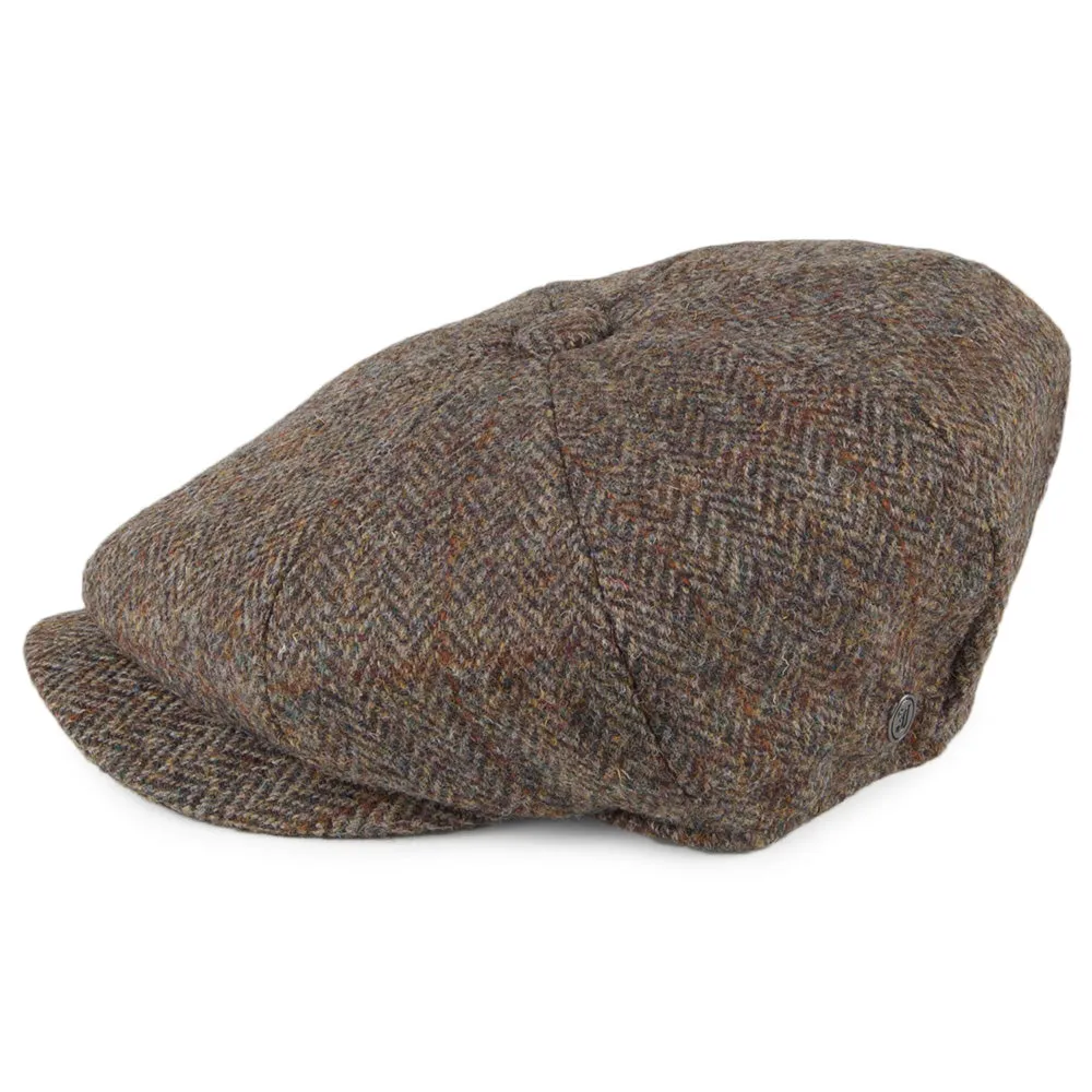 Harris Tweed Northbay Newsboy Cap - Olive-Brown