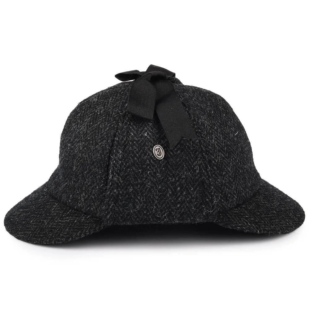 Harris Tweed Sherlock Holmes Deerstalker Hat - Black-Charcoal