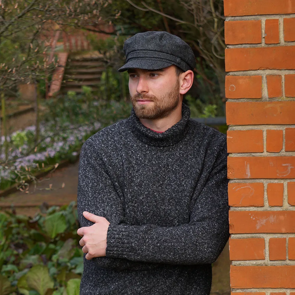 Herringbone Fiddler Cap Charcoal Wholesale Pack