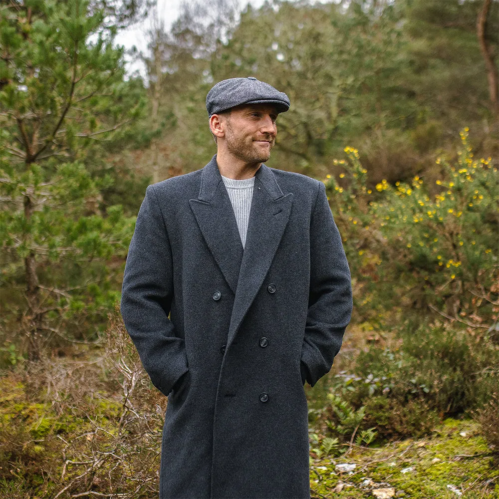 Herringbone Newsboy Cap - Grey