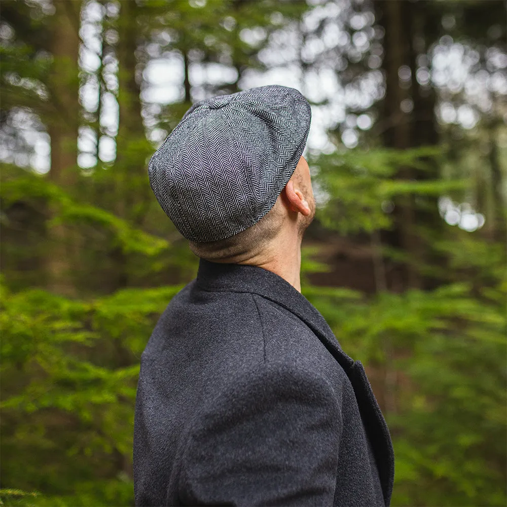 Herringbone Newsboy Cap - Grey