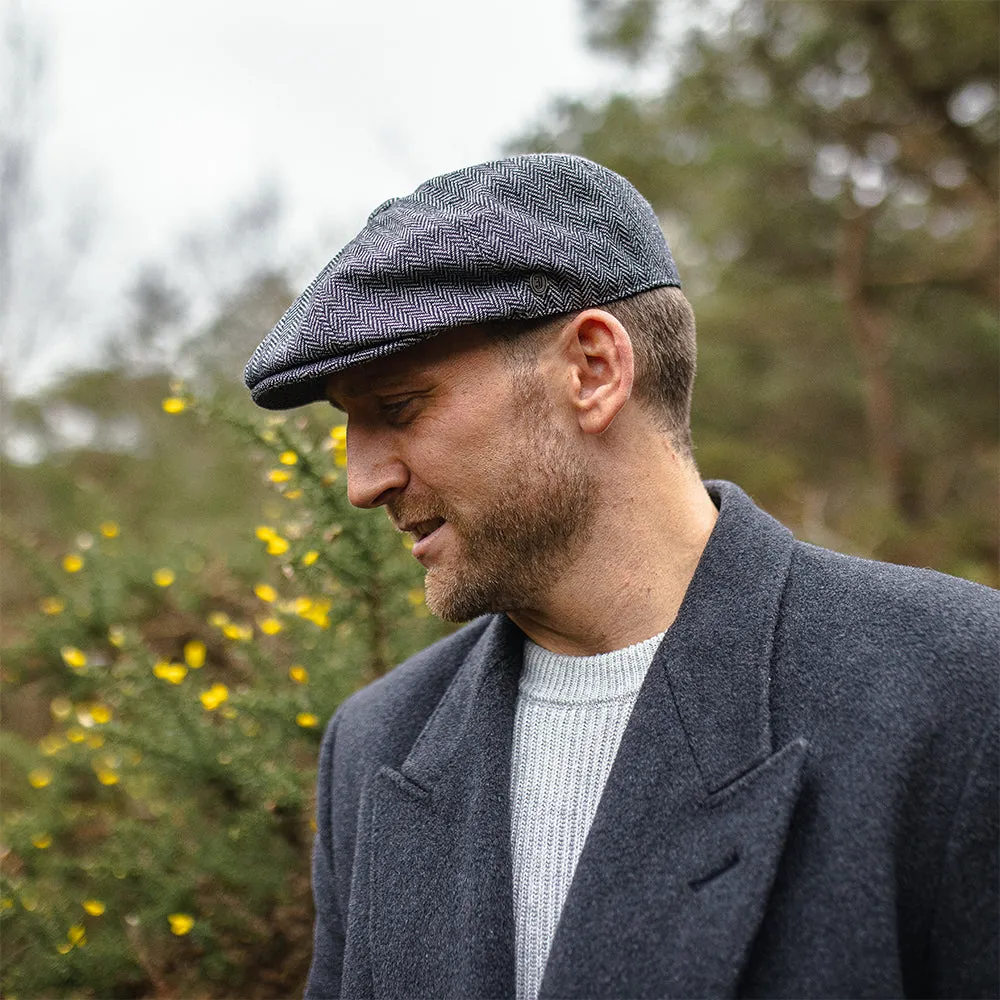 Herringbone Newsboy Cap - Grey