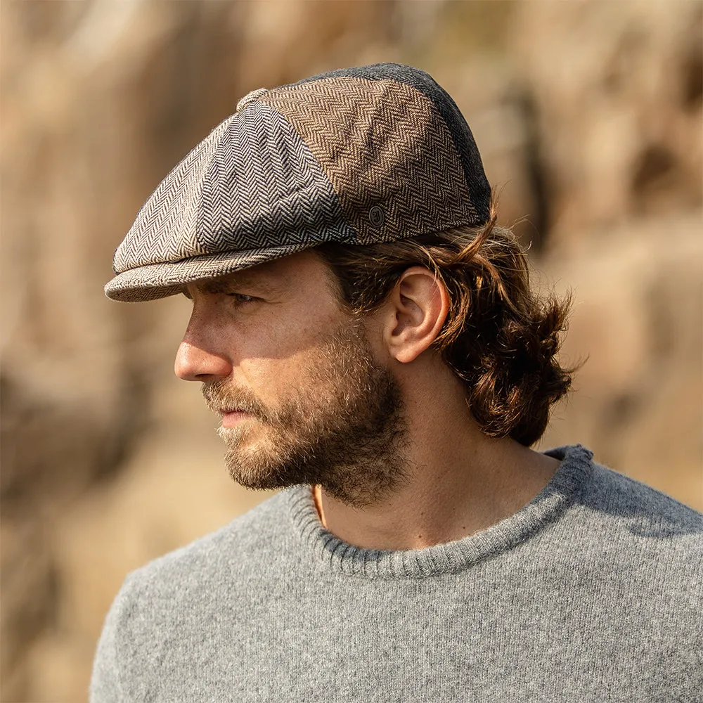 Herringbone Patch Newsboy Cap - Multi-Coloured