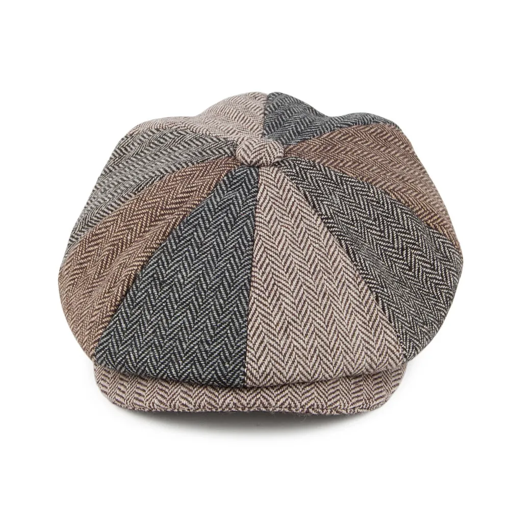 Herringbone Patch Newsboy Cap - Multi-Coloured