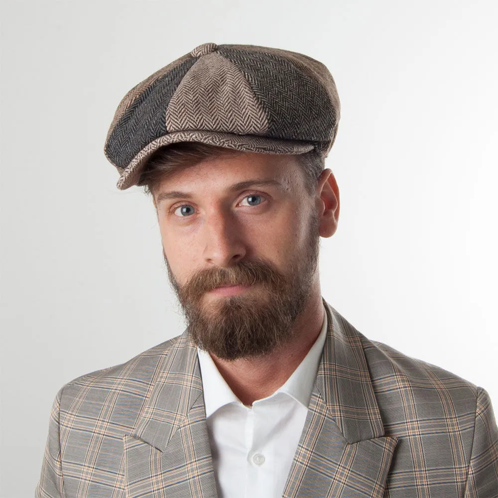 Herringbone Patch Newsboy Cap - Multi-Coloured