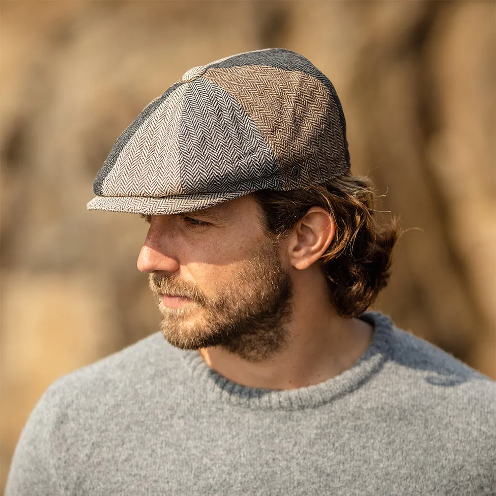 Herringbone Patch Newsboy Cap - Multi-Coloured