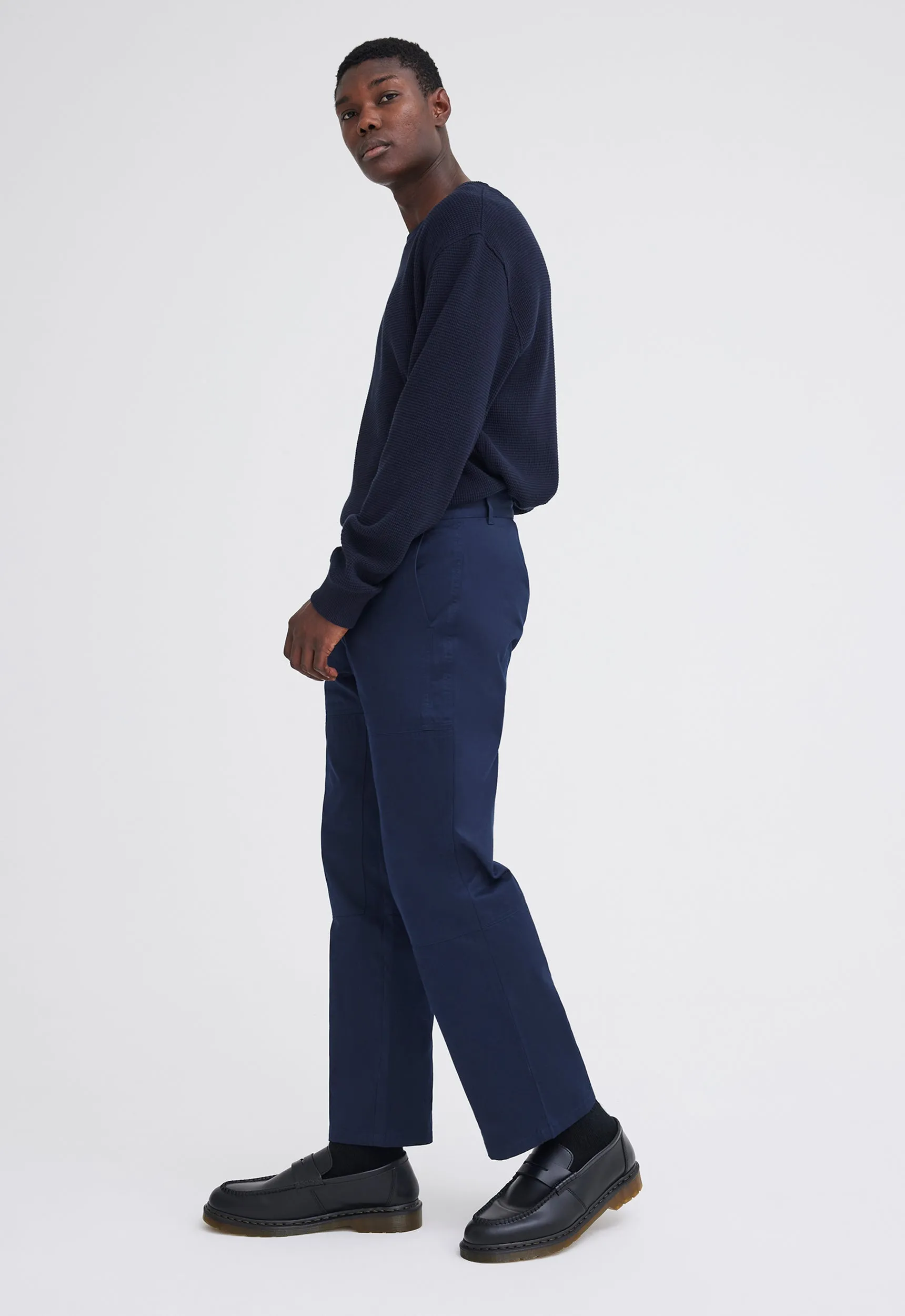 Hiles Italian Cotton Pant - Navy