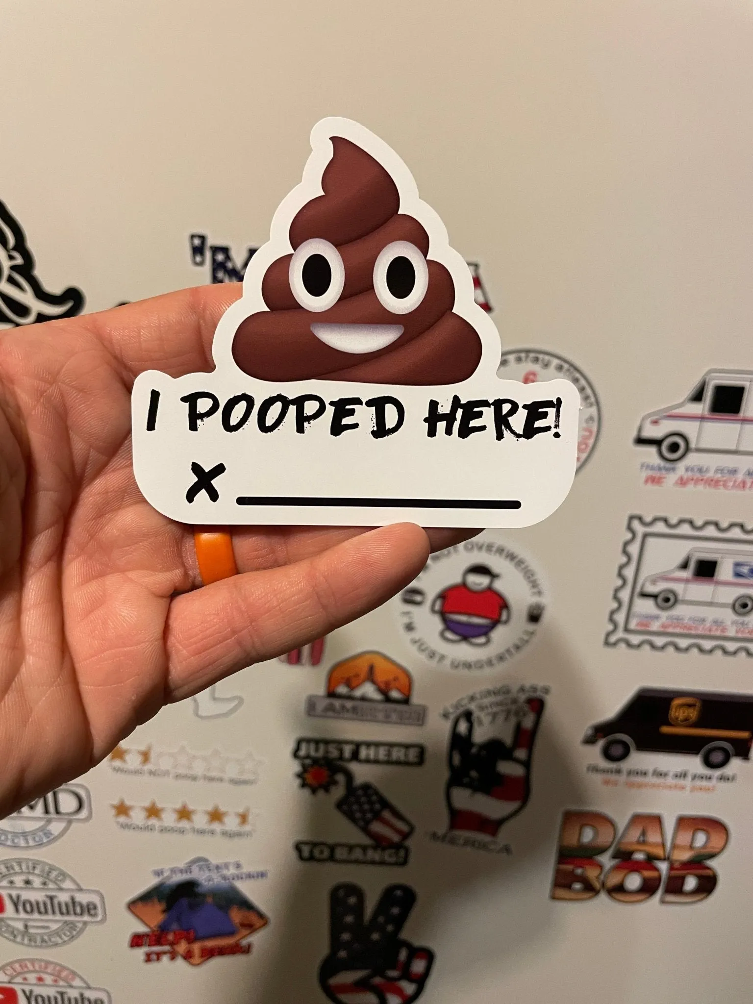 I pooped here sticker