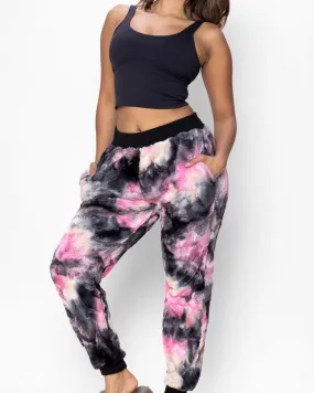 Ink Spotted Leopard ULTRA SOFT Faux Fur Sweatpants | Women's